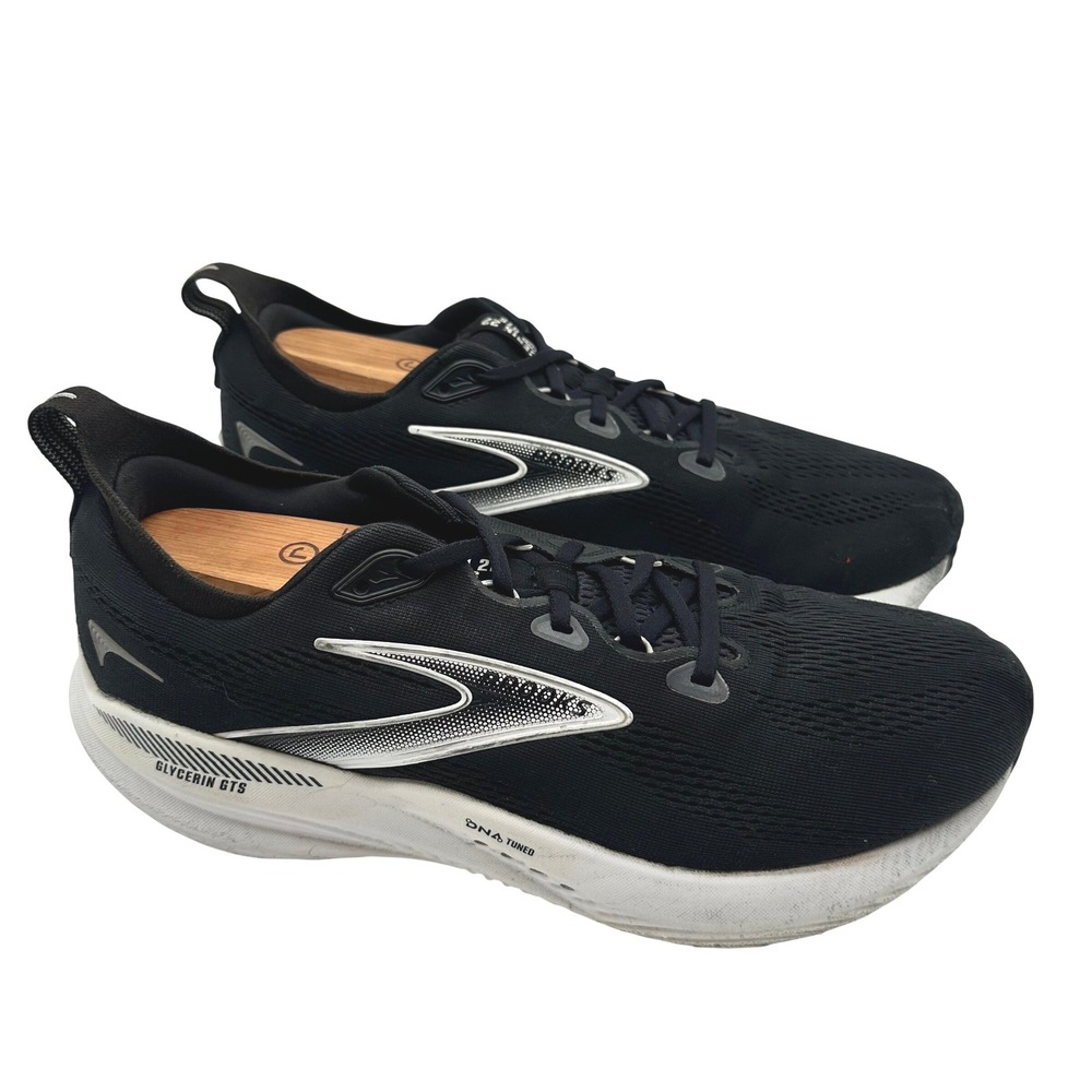 Brooks Glycerin GTS 22 Mens 10.5 Wide 2E Black White Running Shoes 1104232E080